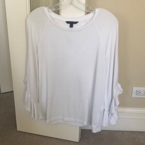 White 3/4 length sleeve cotton top
